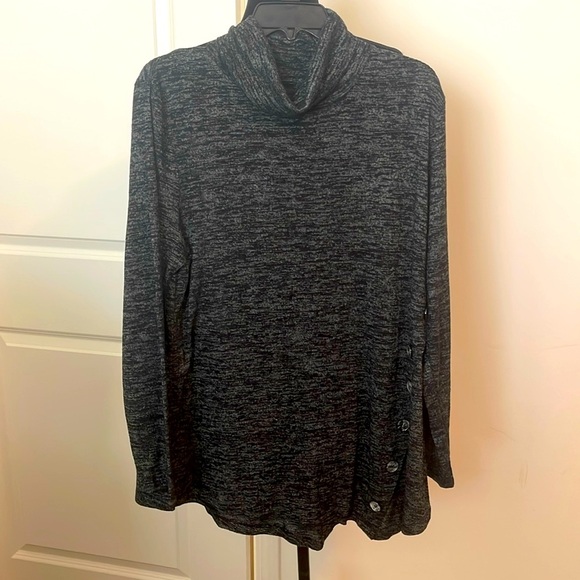 Charcoal Lightweight Turtleneck Sweater w/ Buttons Size M/L - Picture 1 of 6